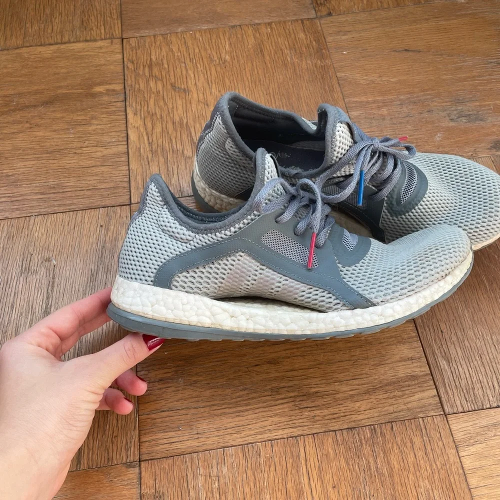 adidas Gray Mesh Athletic Running Shoes